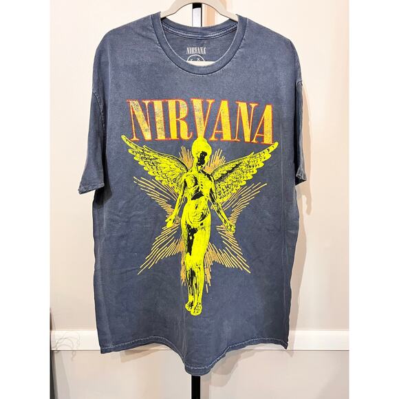 Nirvana 100% Cotton Short Sleeve Crew Neck Graphic T-Shirt Gray Women's L / XL - Picture 2 of 7